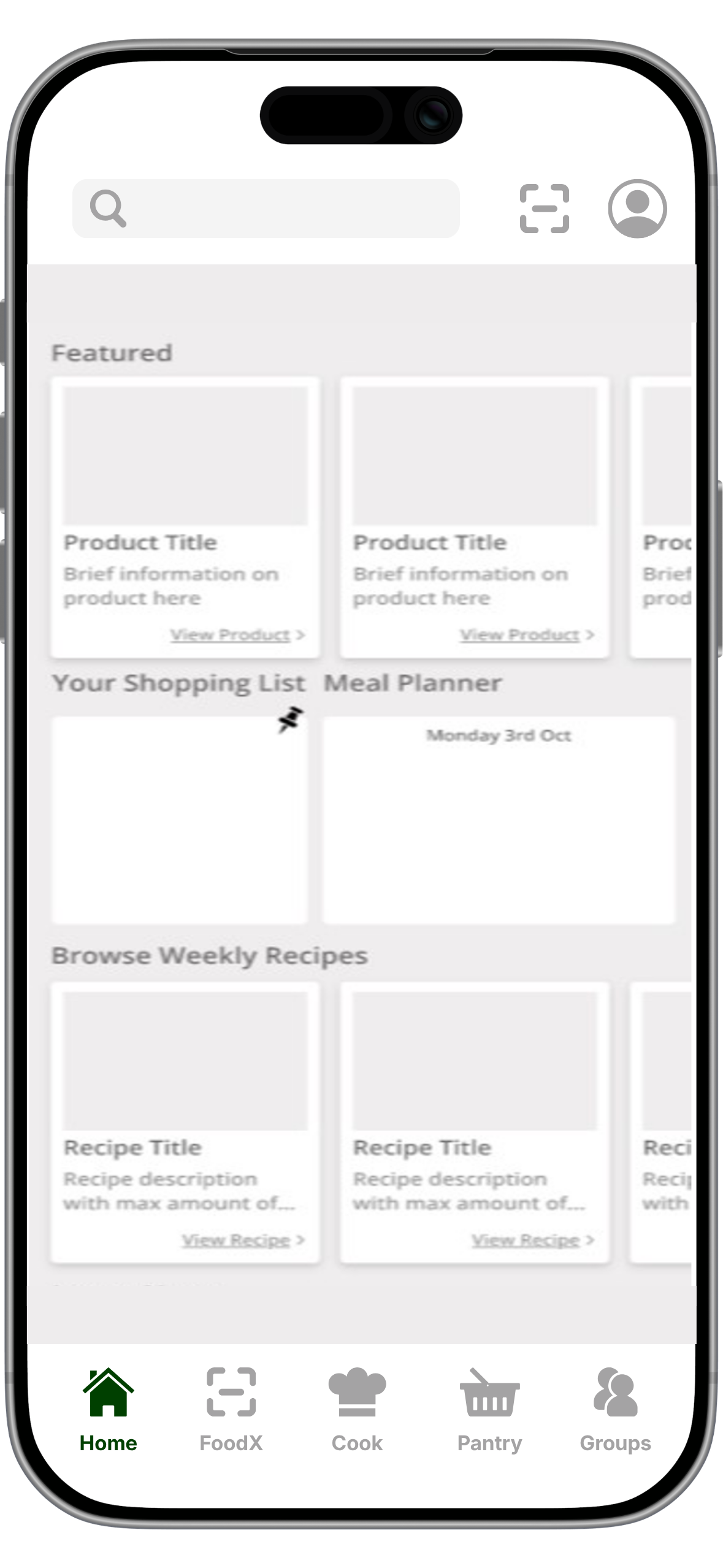 foodXchange app home screenshot